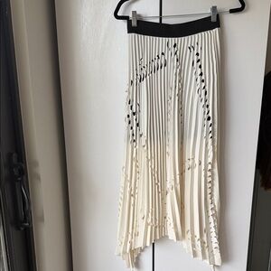 Maje Cream and Black Asymmetrical Skirt